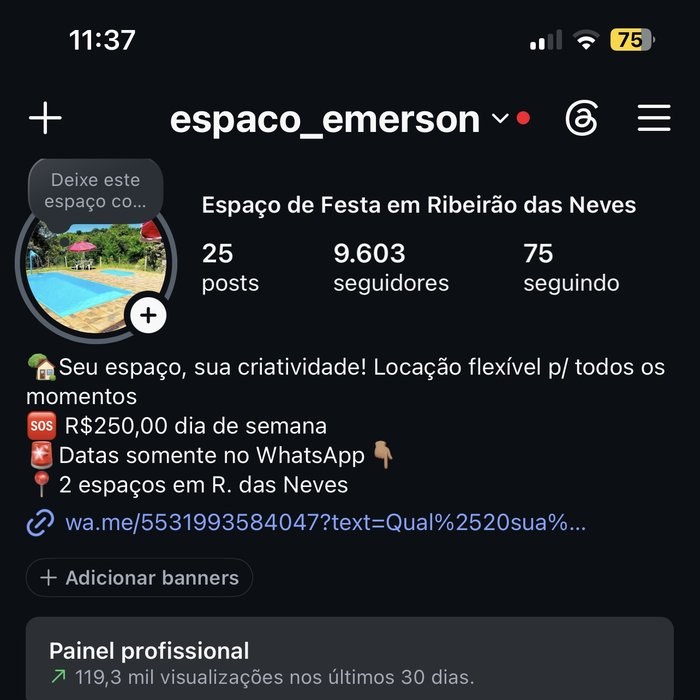 Perfil Espaço Emerson depois: 9.603 seguidores