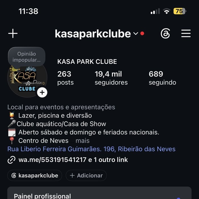 Perfil Kasa Park depois: 19,4 mil seguidores